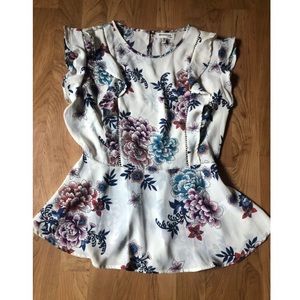 Monteau Floral Ruffle Blouse